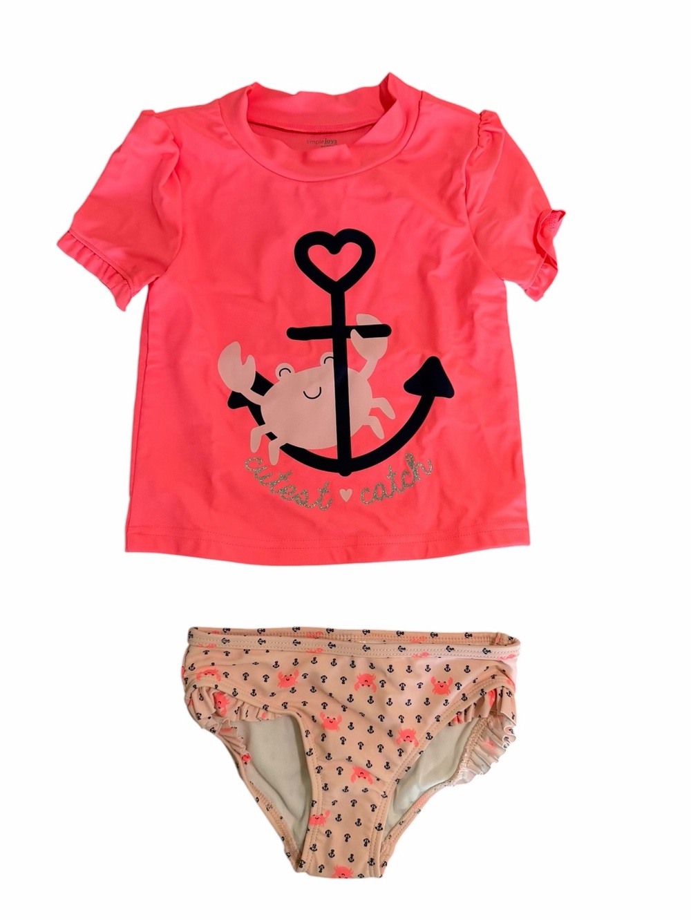 Simple Joys by Carter's Girls Rashguard Two Piece Swimsuit Size 4T #260084